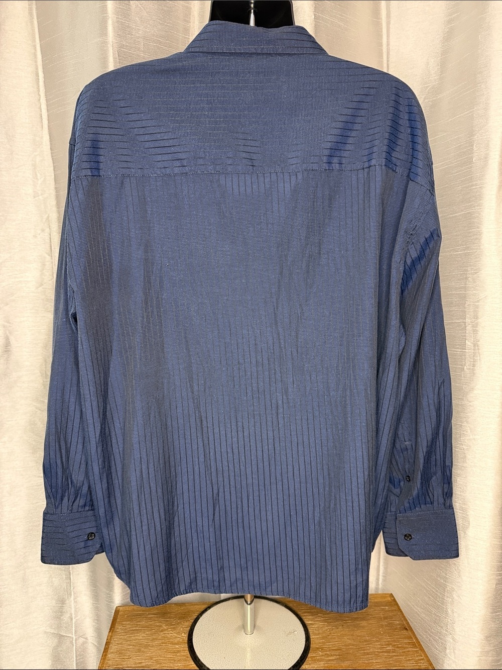 Bruno Button Up Shirt Navy Blue Black Stripe Business Casual Office Men’s 3X - Picture 4 of 8